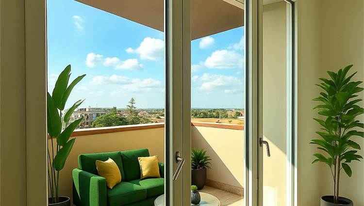 porta finestra con terrazza arredata